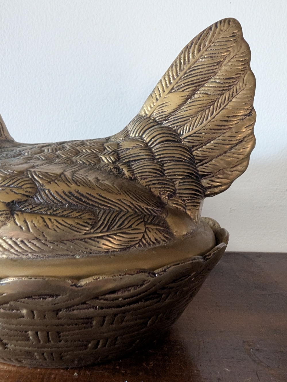 Rare Vintage Brass Hen on Nest Lidded Candy Dish - Mid Century One Of A Kind MCM - Picture 8 of 16